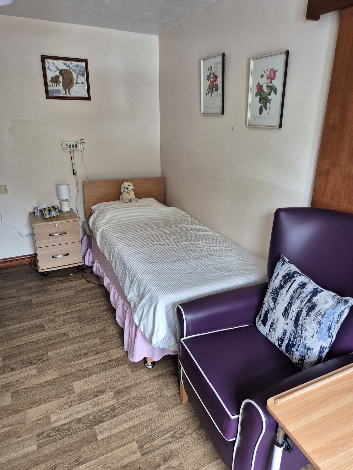 A bright resident bedroom at Towyn Capel Care